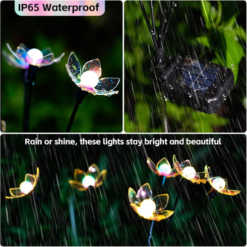 SRNPMIU IP65 2 (4Pack 24LED) Solar Lights Outdoor, Solar Firefly Swaying Light with Flower, Garden Decor Lights