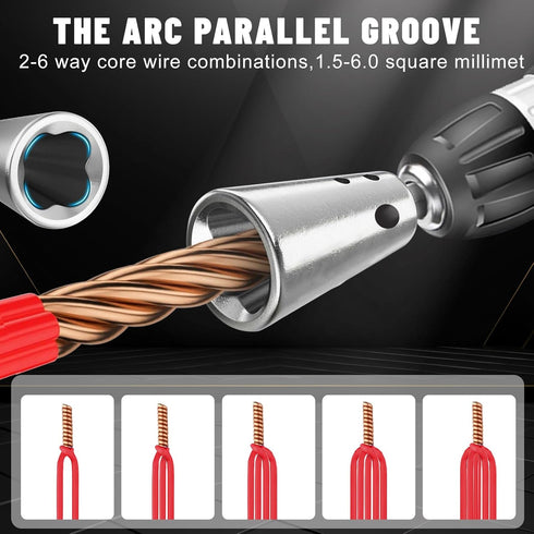 4 Pcs Wire Twister Tool for Drill, Wire Nut Twister Wire Stripper Tool Connector Driver with 1/4" Chuck Cable Quick Stripping Electricians Tools