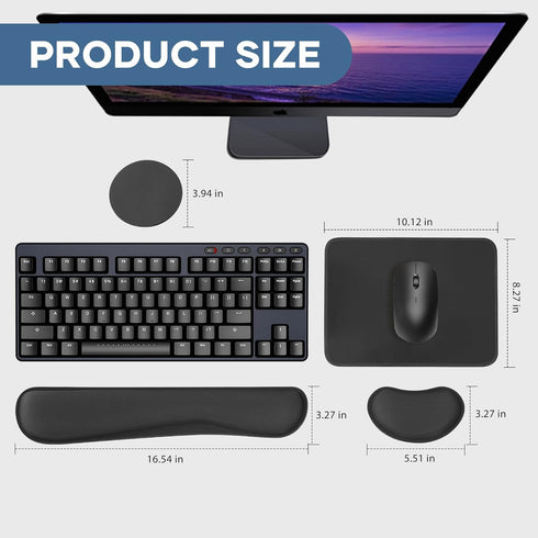 ABRONDA Set Office Ergonomic Memory Foam Computer Mouse and Keyboard Wrist Rest pad Support Carpal Tunnel, Wrist Rest