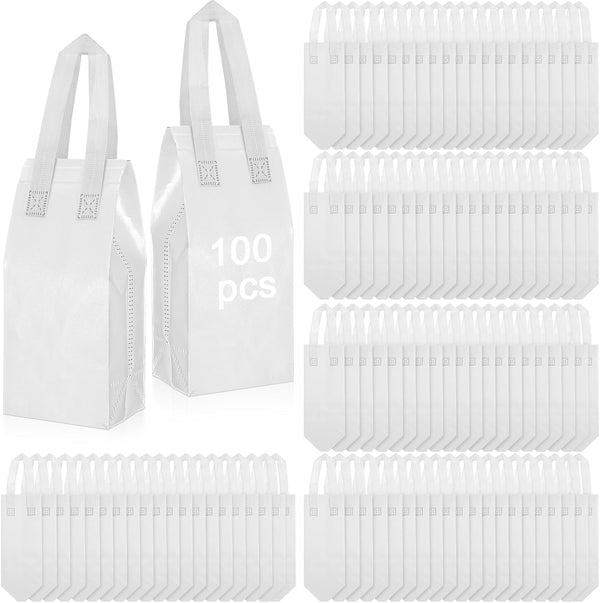 Windyun 100 Pcs Insulated Take Away Bags Bulk Disposable Insulated Lunch Bags