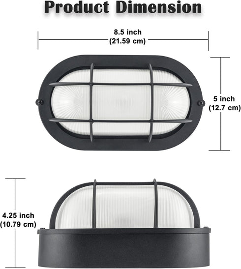 Dimmable 6W 600Lumens 5000K 1 Pack Oval Bulkhead Light Fixture, Outdoor Wall Lantern, LED Nautical and Sauna Light