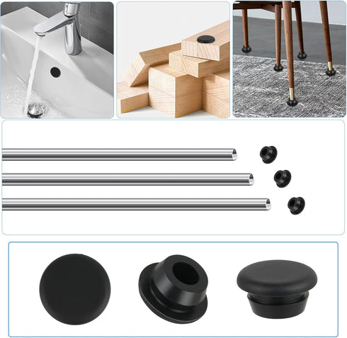 10 Pcs 10mm Rubber Hole Plug, Black Silicone Round Snap-in Type Locking Furniture Hole Plug Protective Cover