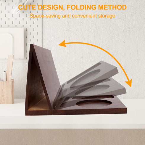 Adnkwolivt Book Reading Nook Valet with Cup Holder - Wooden Triangle Nightstand Book Stand Holder for Page Rest