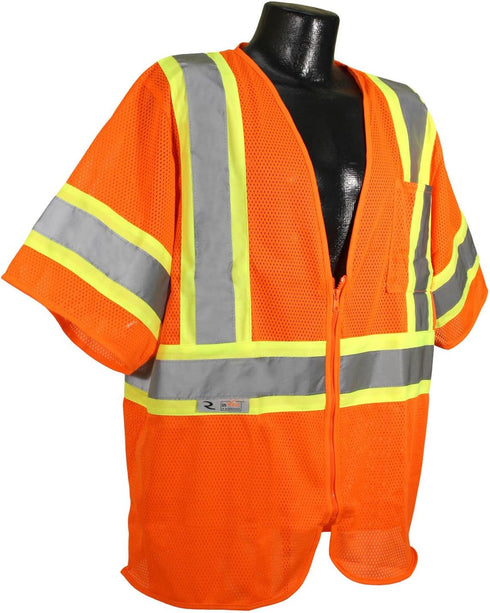 Radians SV22-3ZOM-2X Polyester Mesh Economy Class-3 Safety Vests with Two Tone Trim, 2X-Large, Orange