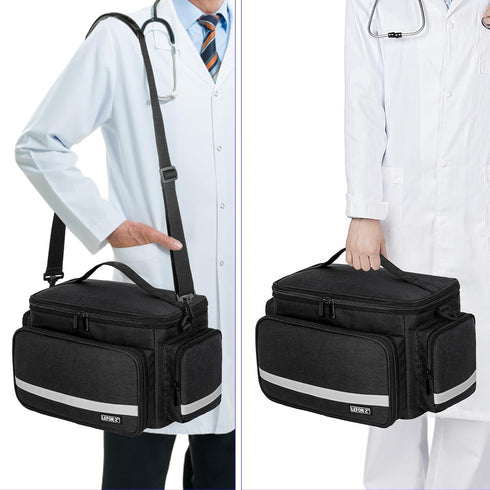 LEFORZ Home,Travel(11.75 7.6 8 inch) Small Medical Bag,First Aid Bag Empty,Home Health Nurse Storage,Pill Bottle