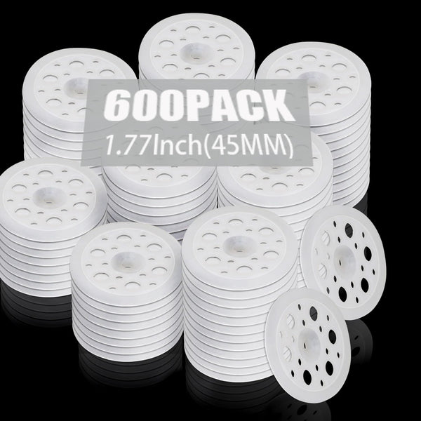 600 Pcs 45 mm White Plastic Washer, Foam Board Fasteners and Load Spreading Polypropylene Washers for Fixing Rigid Foam