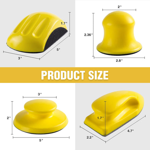 Sanding Block Set, 3 PCS Hook and Loop Sanding Block and 1 PCS Mouse Sander, Round and Mouse for Woodworking