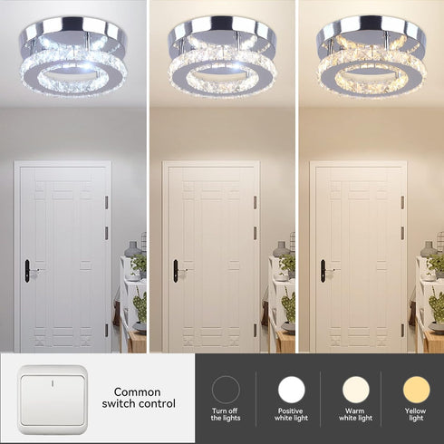 Modern Mini Led Crystal Chandelier Semi Flush Mount Crystal Pendant Ceiling Light for Bedrooms Dinning Rooms Hallway