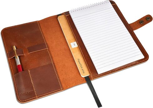Rustic Leather Journal Cover for Spiral Steno Books - 6" x 9" Handmade Refillable Notebook Cover
