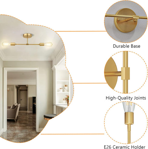 2-Light (1 Pack) FadimiKoo Gold Sconces Wall Light Fixtures, Bathroom Vanity Light Fixtures Over Mirror, Modern Brushed