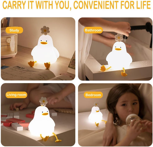 Dimming,The 3 Sitting Duck Light With Warm Color Little Flower Rechargeable Touch Lamp Is Levels Brightness