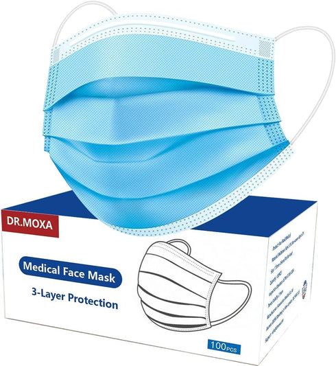 100 Pack 3 Medical Disposable Face Masks for Protection, Layers Safety Face Masks For Adults Daily Use