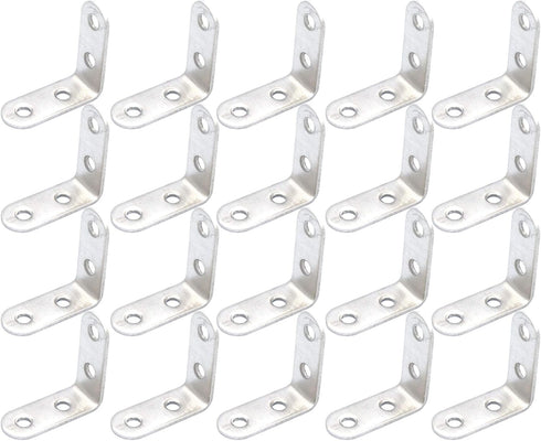 20pcs Thick Stainless Steel Corner Code, 90 Degree Right Angle Reinforcement Angle Iron Triangle L Bracket 40mm x40mm.