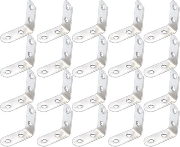 20pcs Thick Stainless Steel Corner Code, 90 Degree Right Angle Reinforcement Angle Iron Triangle L Bracket 40mm x40mm.