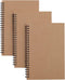 TWONE 3 Packs Brown Soft Cover Notebook with 100 Ruled Pages, 50 Sheets, 8.25 x 5.55 inch for Home School Travel