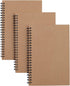 TWONE 3 Packs Brown Soft Cover Notebook with 100 Ruled Pages, 50 Sheets, 8.25 x 5.55 inch for Home School Travel