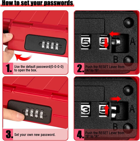 XXL Large Outdoor Waterproof Security Lock Box, Shockproof Travel Safe with Removable Wire Rope, 4-Digit Combination