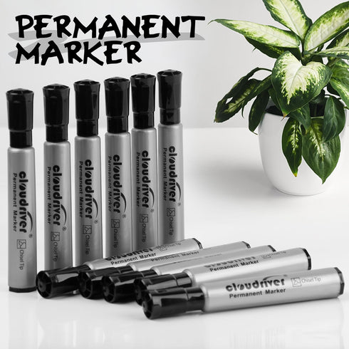 cloudriver Permanent Markers, 96 Count Black Permanent Marker Bulk Set, Chisel Tip, Quick Drying Ink
