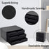 PU Leather Desk Organizer with 3 Drawers, Black Executive Office Supplies Desktop Filing A4 File Cabinet for