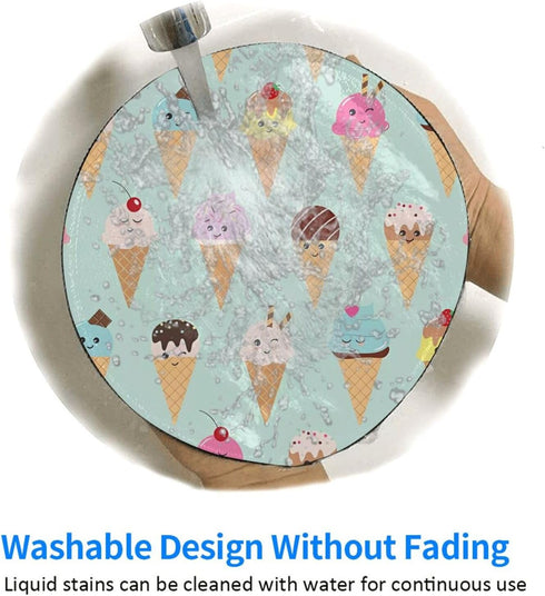 JaoXer 8-Inch Ice Cream Cones Round Mouse Pad - Your Desk Companion for Office, Desktop, Laptop, Personal Computers
