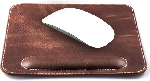 Londo Top Grain Leather Mouse Pad with Wrist Rest Ergonomic Support, Non-Slip Base,
