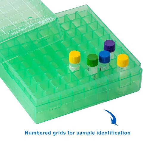 2in 81 Well PP Cryogenic Boxes, Microtube Storage Box, Tube Laboratory Storage Freezer Boxes, 5 Pcs/Pack