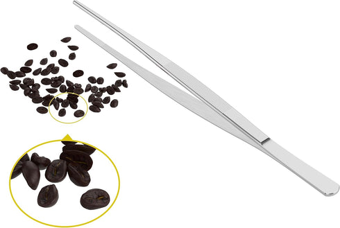 10 Inch Stainless Steel Tweezers with Straight Round Blunt Serrated Tip, Multipurpose Daily Garden Home Tool