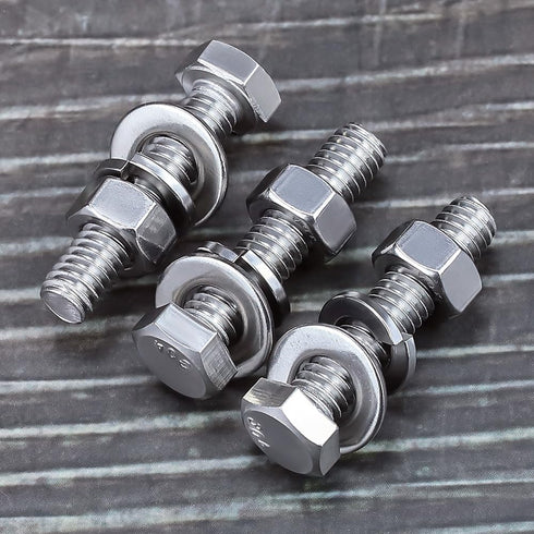 1/4-20 x 1-1/2" Stainless Steel Hex Bolts - 10 Sets with Nuts and Washers, 304 SS 18-8