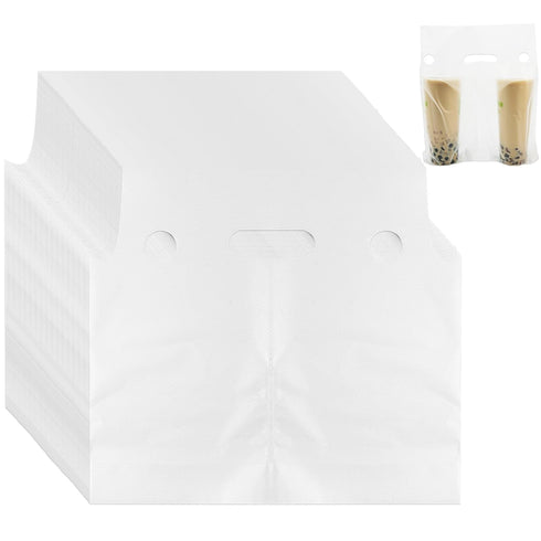 Cheardia 250 Pack Handle Drinking Poly Bags, Portable 2 Cup Plastic Packaging