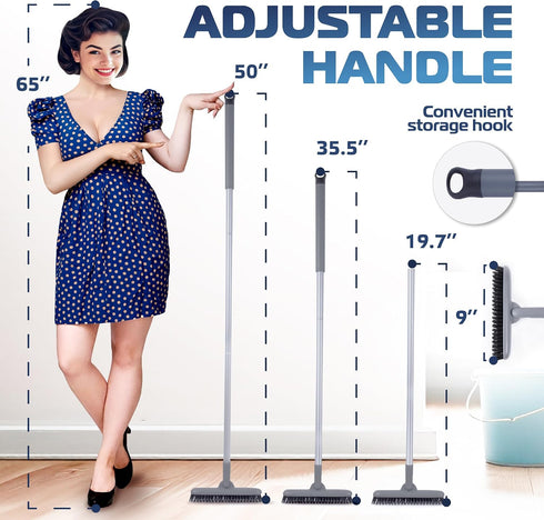 50'' 180 DSV Standard Grout Scrub Brush with Long Handle, Tile Grout Scrubber, V-Shape Crevice Cleaning Brush for Hard
