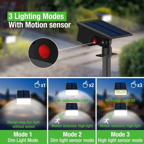 3 Pack/62 3 2-in-1 nipify Solar Spot Lights Outdoor, LED Solar Motion Sensor Lights Outdoor Waterproof, Modes Solar