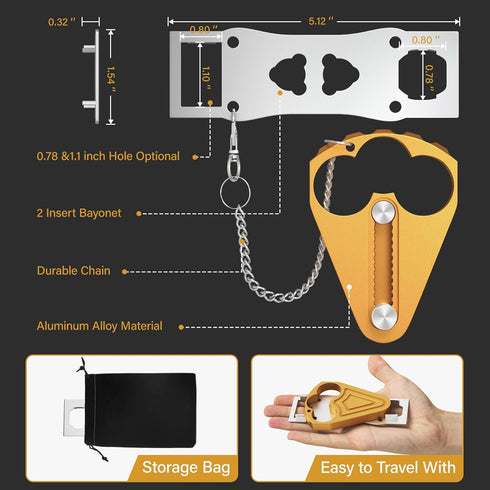 Portable Door Lock for Hotel Door Safety- Metal Hotel Door Locks for Travelers Security-Travel Door Lock Latches