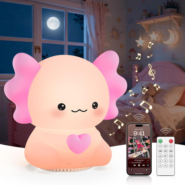 Elixoria Kids Night Light with Wireless Speaker, Portable 7 Colors Dimmable Warm Touch