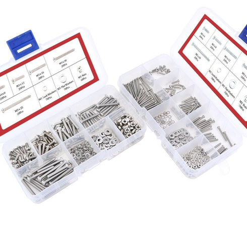Hilitchi 600-Piece M2 M3 Phillips Pan Head Screws, Bolt Nut Lock Flat Washers Assortment Kit, 304 Stainless Steel