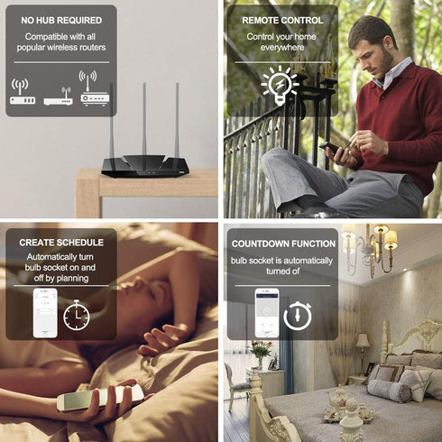 Bulb E26 500 QIACHIP Smart WiFi Light Socket Adapter Lamp Holder,Compatible with Alexa and Google Home,use Smart Life