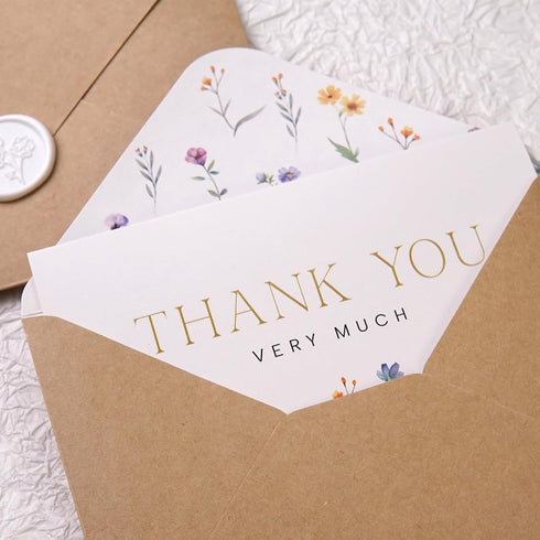 Liheheca 24 Pack 4x6 Inch, Set Wildflower Thank You Cards with Envelopes, bulk, Wax Seal Stickers, Flower Greeting