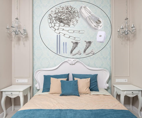 12 15 Canomo Swag Lighting Kit with Feet Chandelier Chain and Feet Cord, Instructions Included for Chandelier, Pendant
