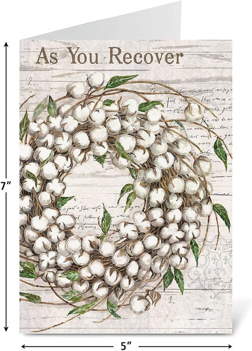 Farmhouse Get Well Greeting Cards - Set of 8 (4 Designs), Large 5" x 7", Sympathy Cards with Envelopes