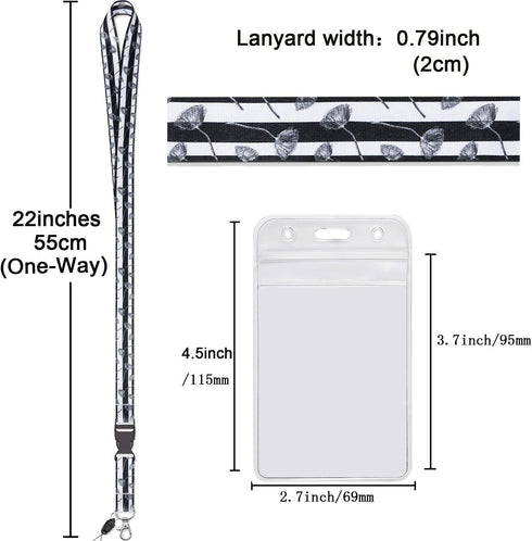 YOUOWO 5 Pack Black & White Cruise Lanyards with Vertical ID Badge Holder for Office, Waterproof ID Card