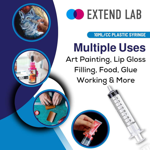 10ml/cc Plastic Syringe - Individually Sealed Measuring Syringe for Scientific Labs & Pet Feeding