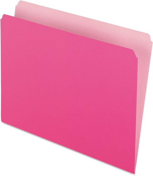 Pendaflex 152PIN Colored File Folders, Straight Cut, Top Tab, Letter, Pink/Light Pink, Box of 100