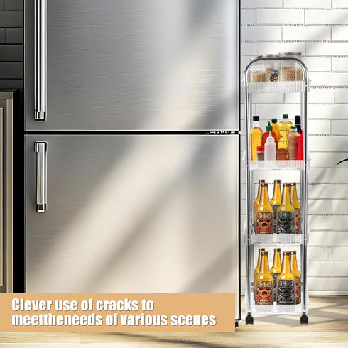 Wensdr 4 39 Inches 4 Tier Kitchen Bathroom Storage Rolling Cart Tall Slim Utility Rolling Shelf Cart with Universal