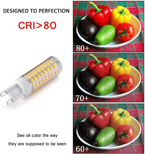 G9 LED Bulb 10W Dimmable, 110V, 100W Halogen Equivalent, 102 LED 2835, 4000K Natural White, Ceramic G9 Bi-Pin Base, 5