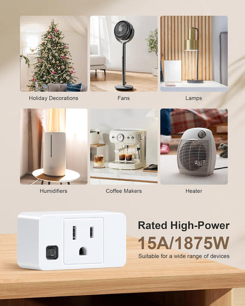 200FT 15A/1875W Remote Control Outlet, Decorator Rocker Wall Switch, Long Range Wireless Light Switch, Mini Remote