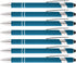 Rainbow Rubberized Soft Touch Ballpoint Pen with Stylus Tip - Premium Metal Pen, Black Ink, Box of 7, Light Blue