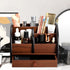Foraineam Wooden Desk Organizer with Drawer - Remote Control Holder Caddy and Makeup Organizers for Home Office Storage
