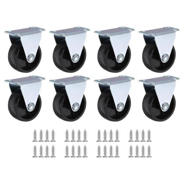 PATIKIL 1.5" Rigid Caster Wheels, 8 Pack Silent Fixed Plate Casters with