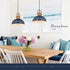 Emliviar 2 Pack Hammered GE269MIL-2 Blue Pendant Light, Metal Haning Lighting Fixtures with Wood Grain Part, BL+WD