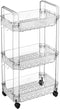 Yieach Clear 3 Tier Rolling Utility Cart with Wheels,Modern Bedside Cart for Baby