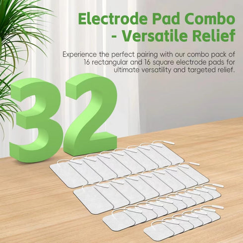 TENS Unit Pads 32Pcs, 3rd Gen Reusable Latex-Free Replacement Pads, Electrode Pads for Muscle Stimulator Electrotherapy